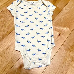 Oeuf cream and Blue baby funny One Piece pigeon and French fry snapsuit 6-12m